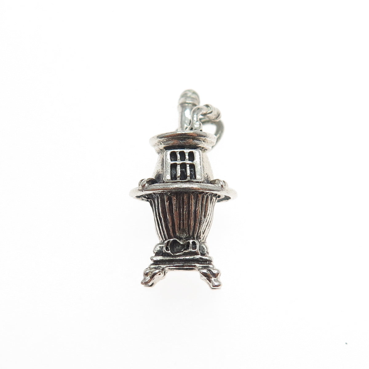 BEAU 925 Sterling Silver Vintage Potbelly Stove Oxidized Mini 3D Charm Pendant