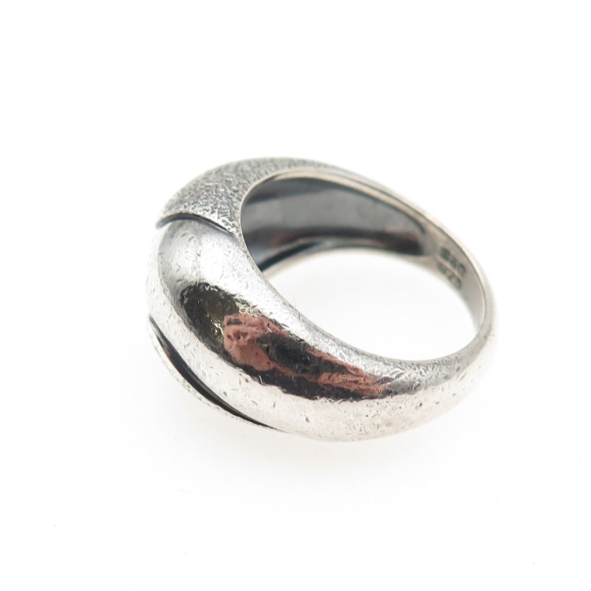 925 Sterling Silver Vintage S&G Modernist Wavy Dome Oxidized Ring Size 6.25
