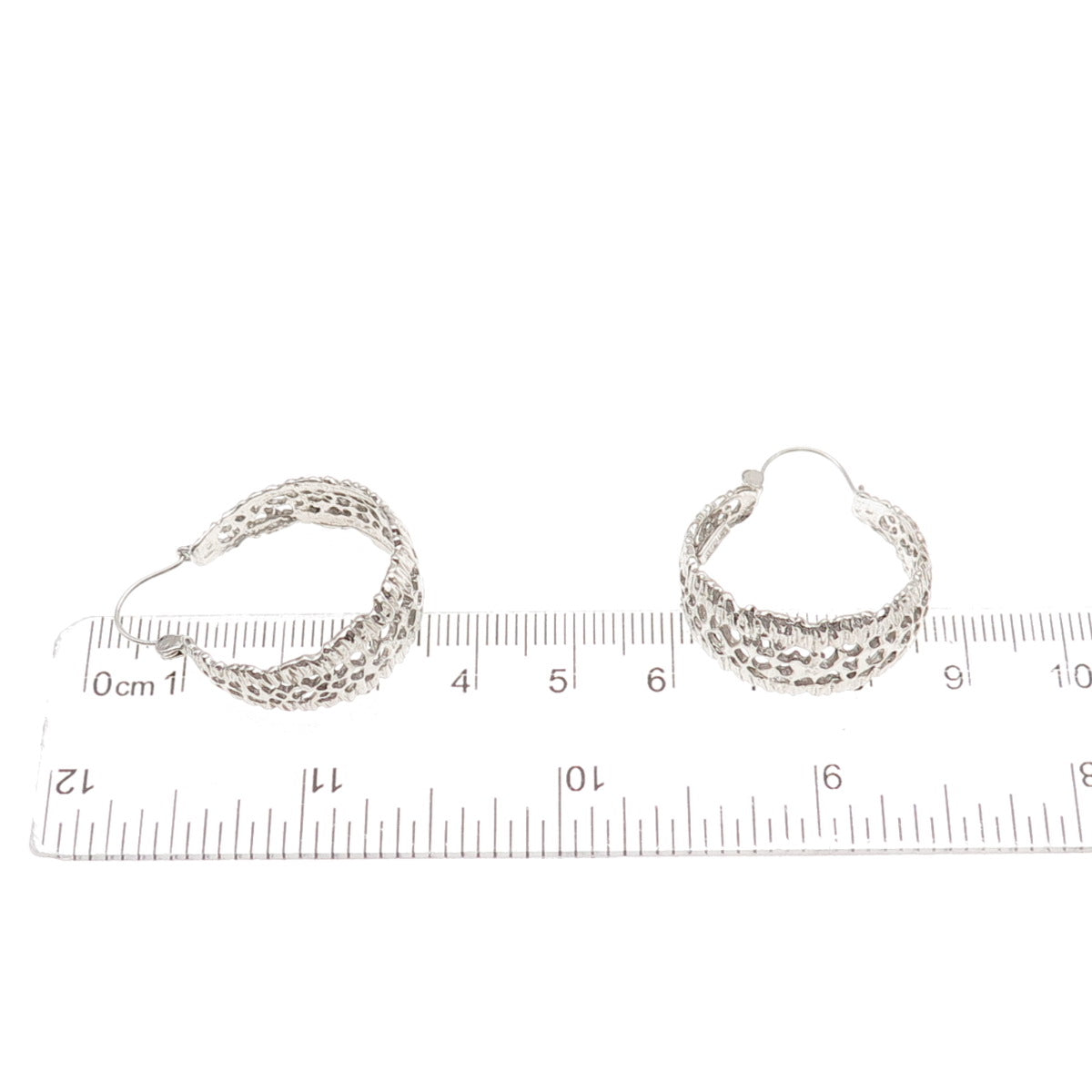 925 Sterling Silver Vintage Modernist Hoop Earrings