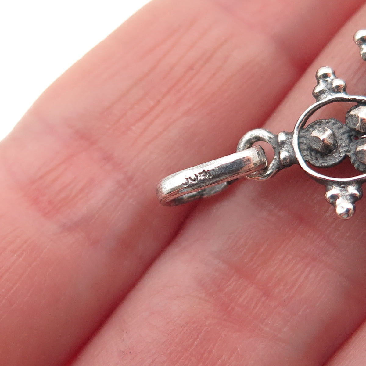 800 Silver Antique Art Deco Italy Cross Oxidized Charm Pendant