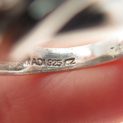 925 Sterling Silver Vintage Triangle-Cut C Z Modernist Ring Size 7