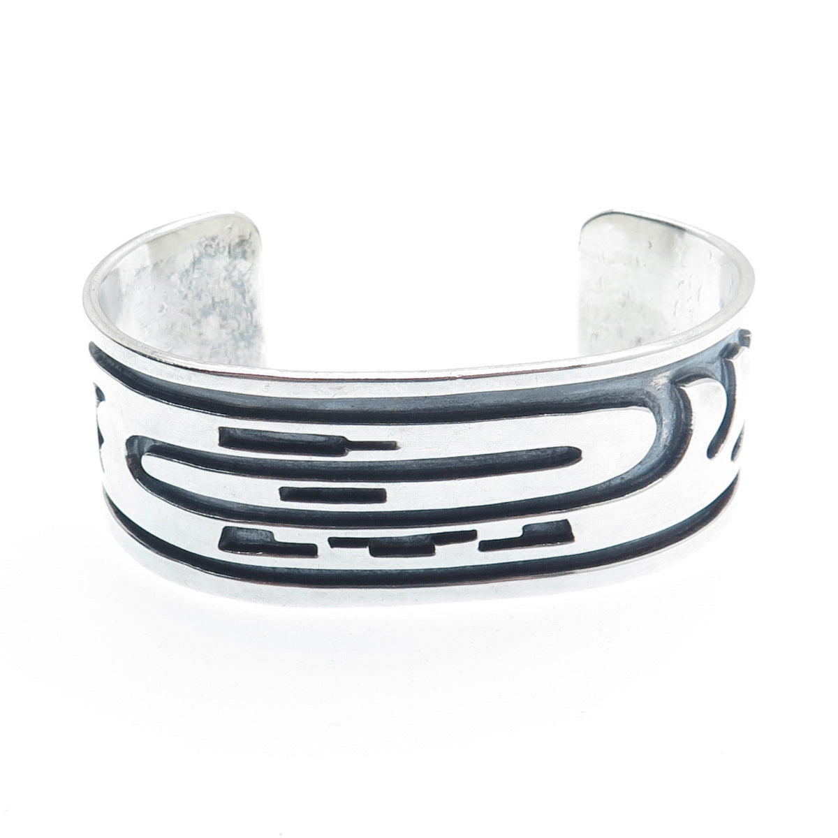 Old Pawn Hopi Sterling Silver Vintage Southwestern Adjustable Cuff Bracelet 6.5"