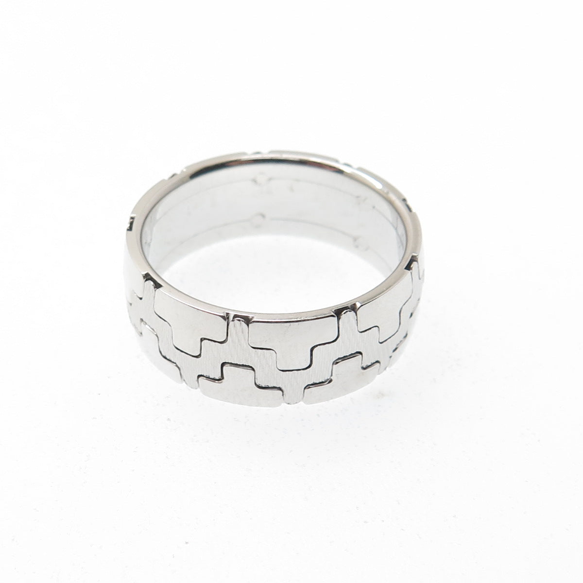 NEOS 925 Sterling Silver Textured Puzzle Band Ring Size 10