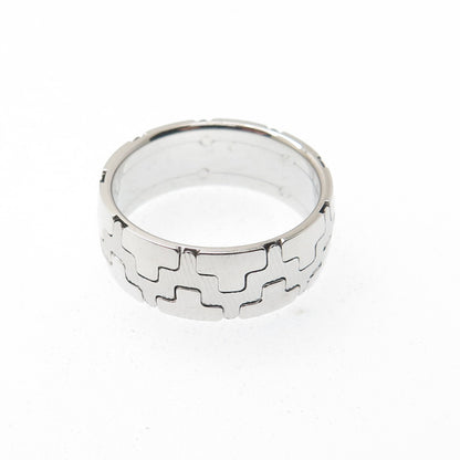 NEOS 925 Sterling Silver Textured Puzzle Band Ring Size 10