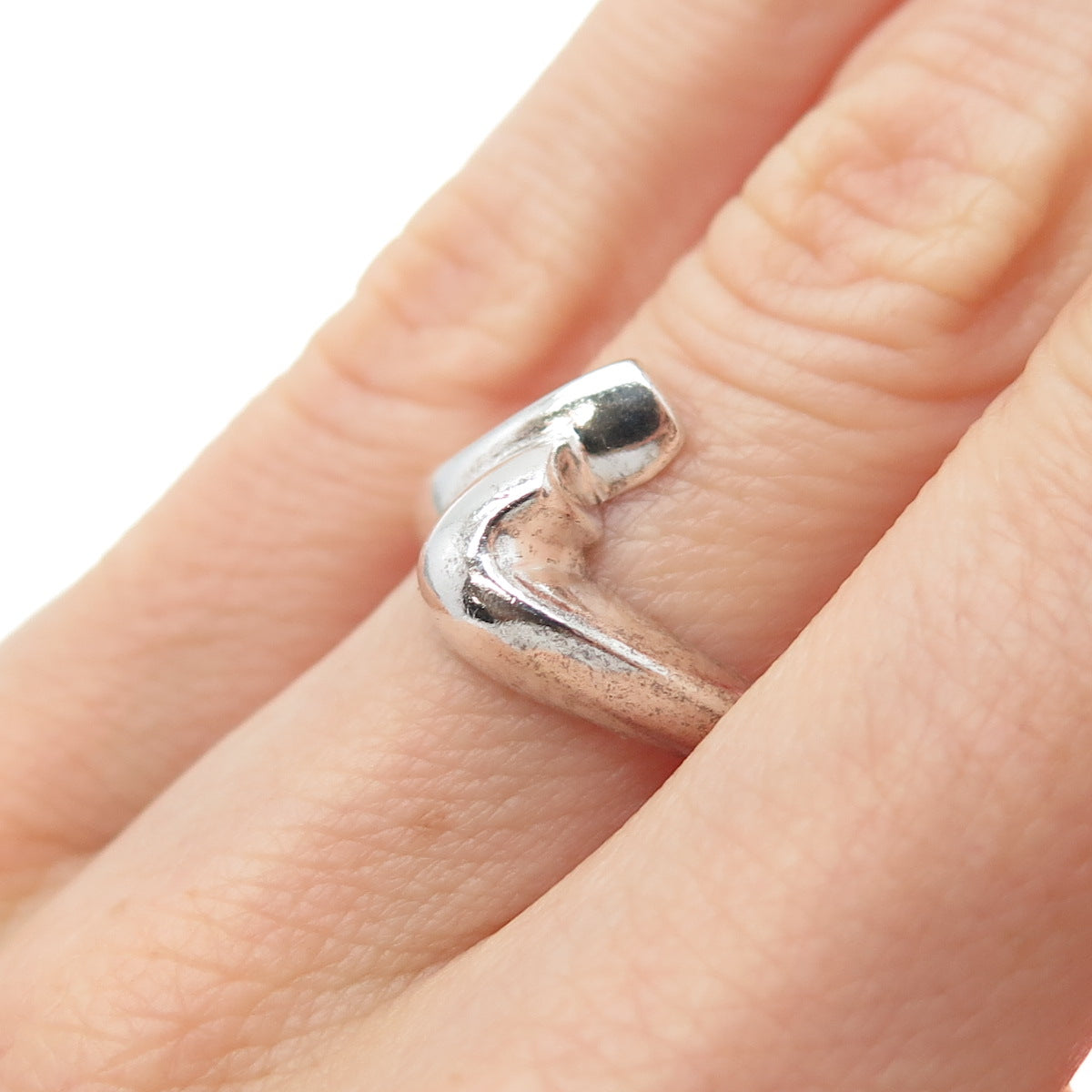CLYDE DUNEIER CID 925 Sterling Silver Vintage Modernist Ring Size 5.25