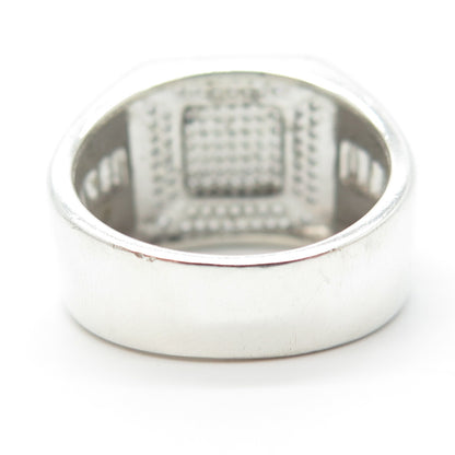 925 Sterling Silver Pave C Z Wide Ring Size 11