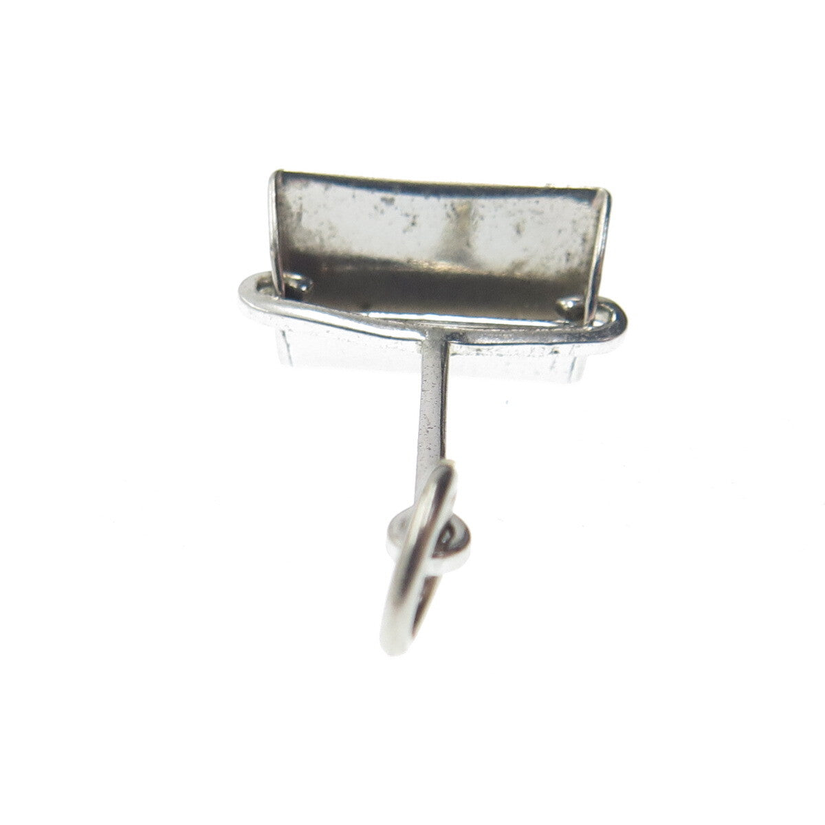 925 Sterling Silver Antique Art Deco Dust Scoop Oxidized Minimalist Pendant
