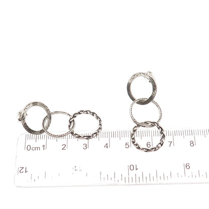 Didae 925 Sterling Silver Vintage Israel Interlocked Circle Dangle Earrings