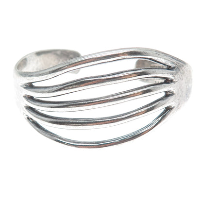 ALICIA DE LA PAZ 950 Silver Vintage Mexico Modernist Adjustable Cuff Bracelet 6"