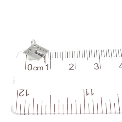 925 Sterling Silver Vintage 1957 Graduation Hat Minimalist 3D Charm Pendant