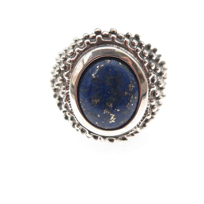 Chateau D’Argent 925 Sterling Silver Vintage Real Lapis Modernist Ring Size 5.25