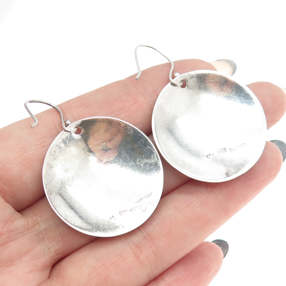 CHATEAU D'ARGENT 925 Sterling Silver Vintage Floral Round Disc Earrings