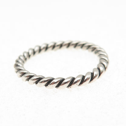 925 Sterling Silver Vintage Oxidized Twisted Stackable Band Ring Size 9