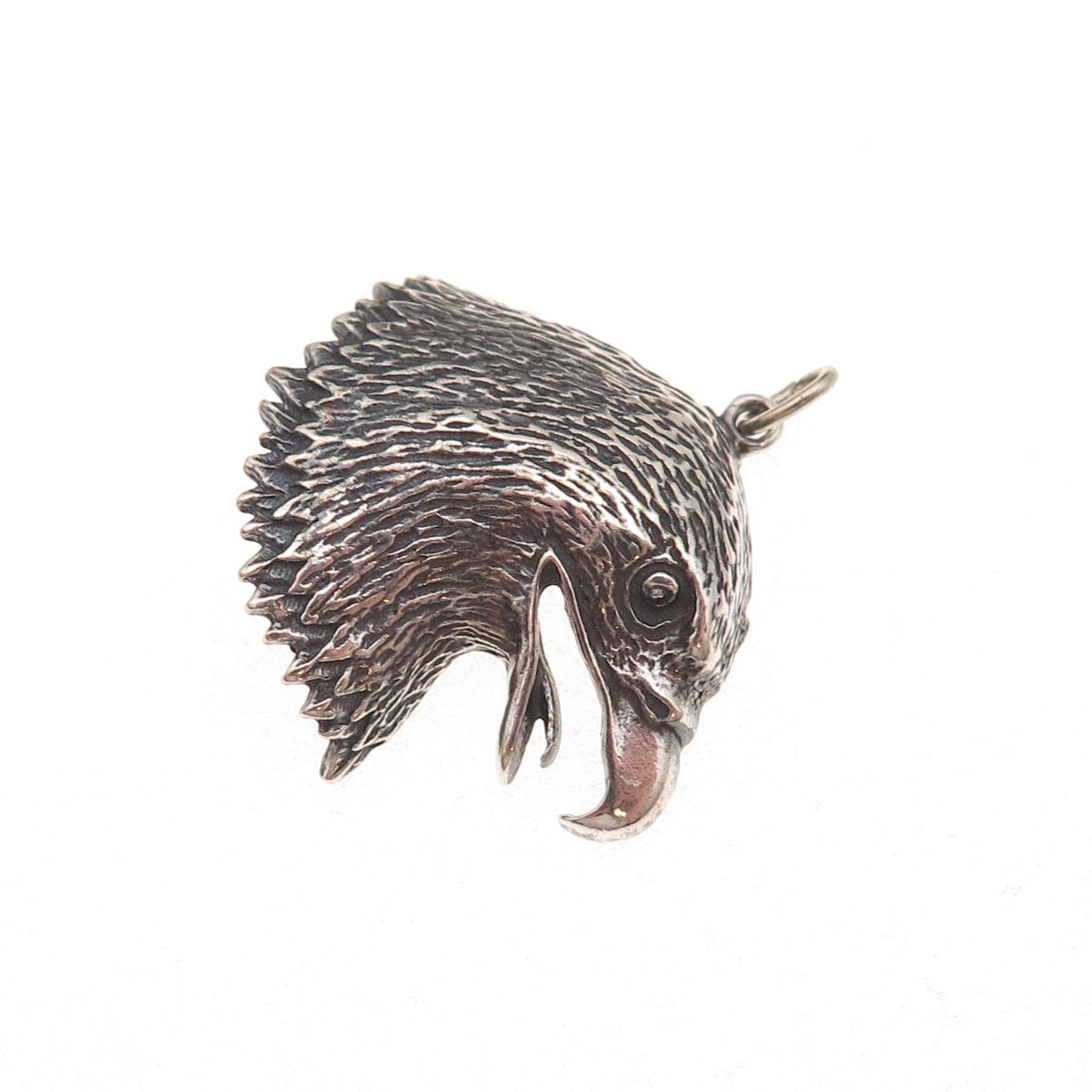 925 Sterling Silver Vintage Bald Eagle Head Oxidized Charm Pendant