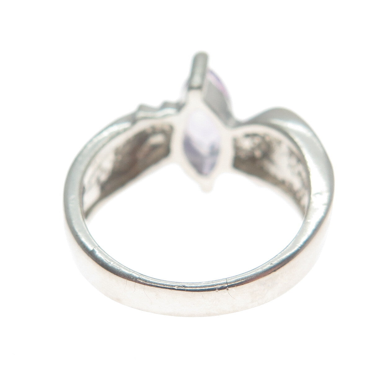 MONICA JAIN Sterling Silver Vintage Real Marquise-Cut Amethyst Ring Size 6.25