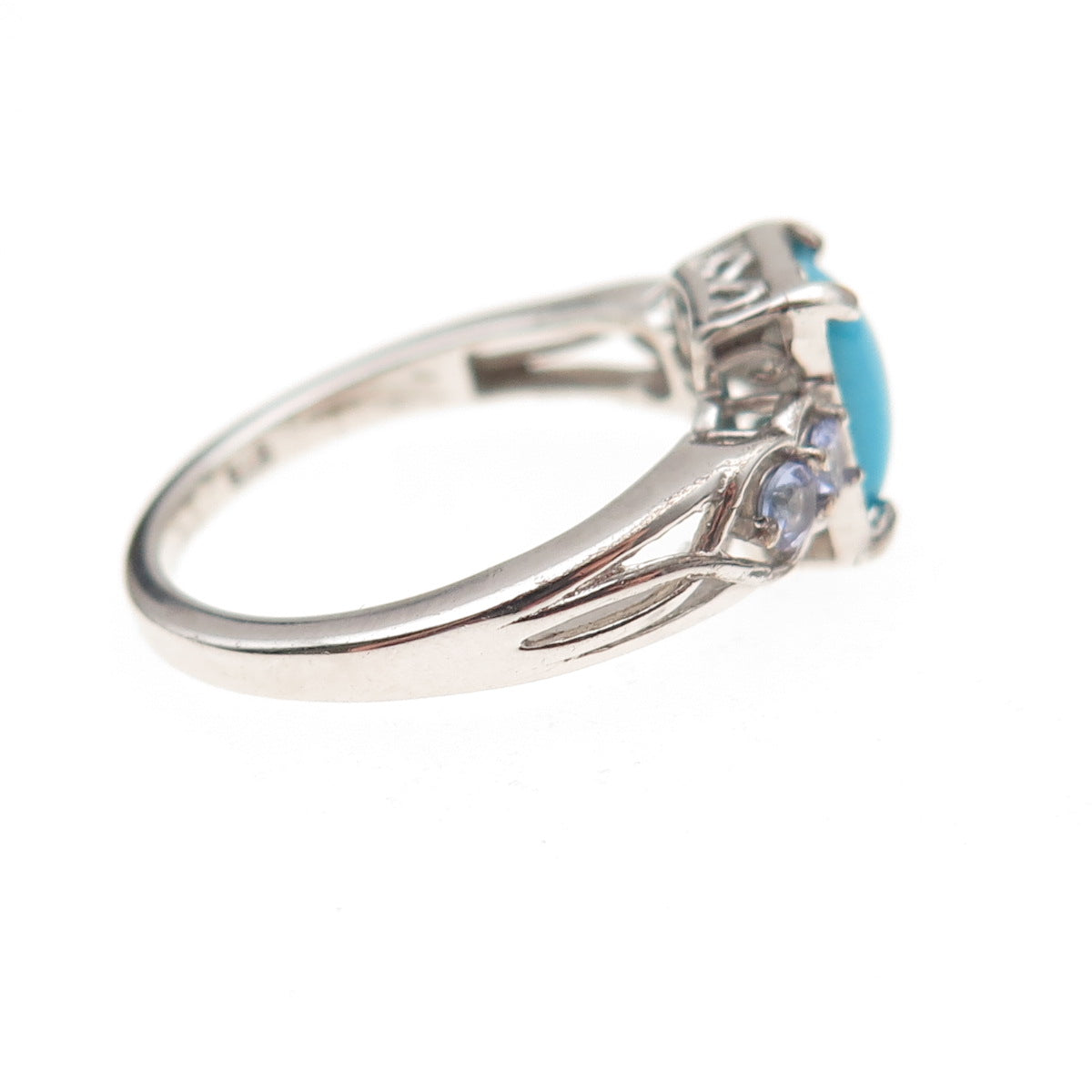 Chuck Clemency 925 Sterling Silver Real Turquoise & Tanzanite Ring Size 8