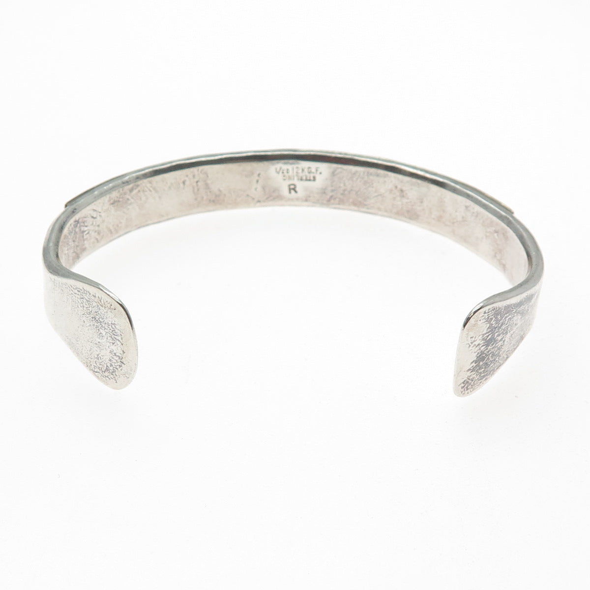 REX ABEITA Old Pawn Sterling 1/20 12K GF Turquoise Inlay Adjustable Bracelet 7"