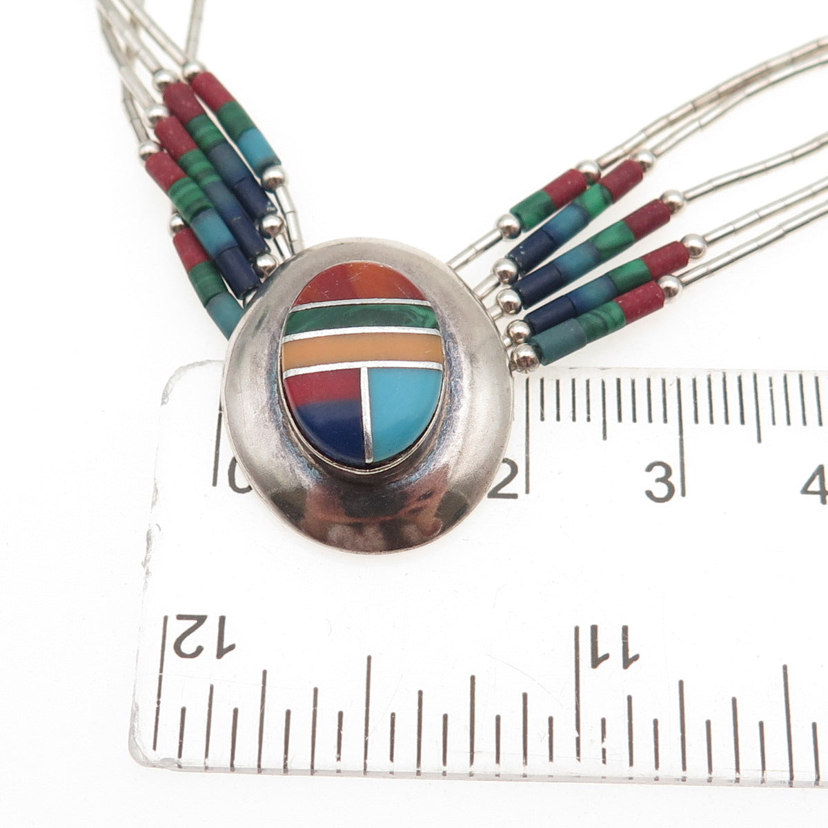 Thomas Singer Old Pawn Sterling Silver Vintage Multi-Gem 5-Strand Bracelet 7.5"