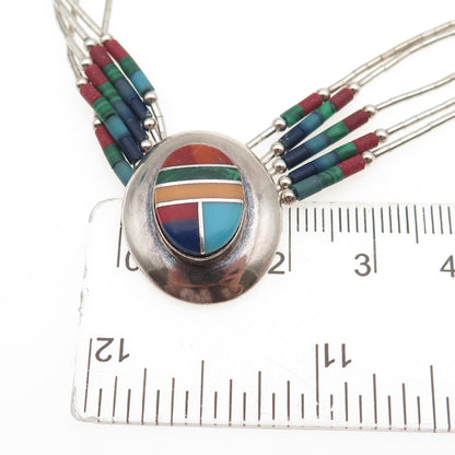 Thomas Singer Old Pawn Sterling Silver Vintage Multi-Gem 5-Strand Bracelet 7.5"