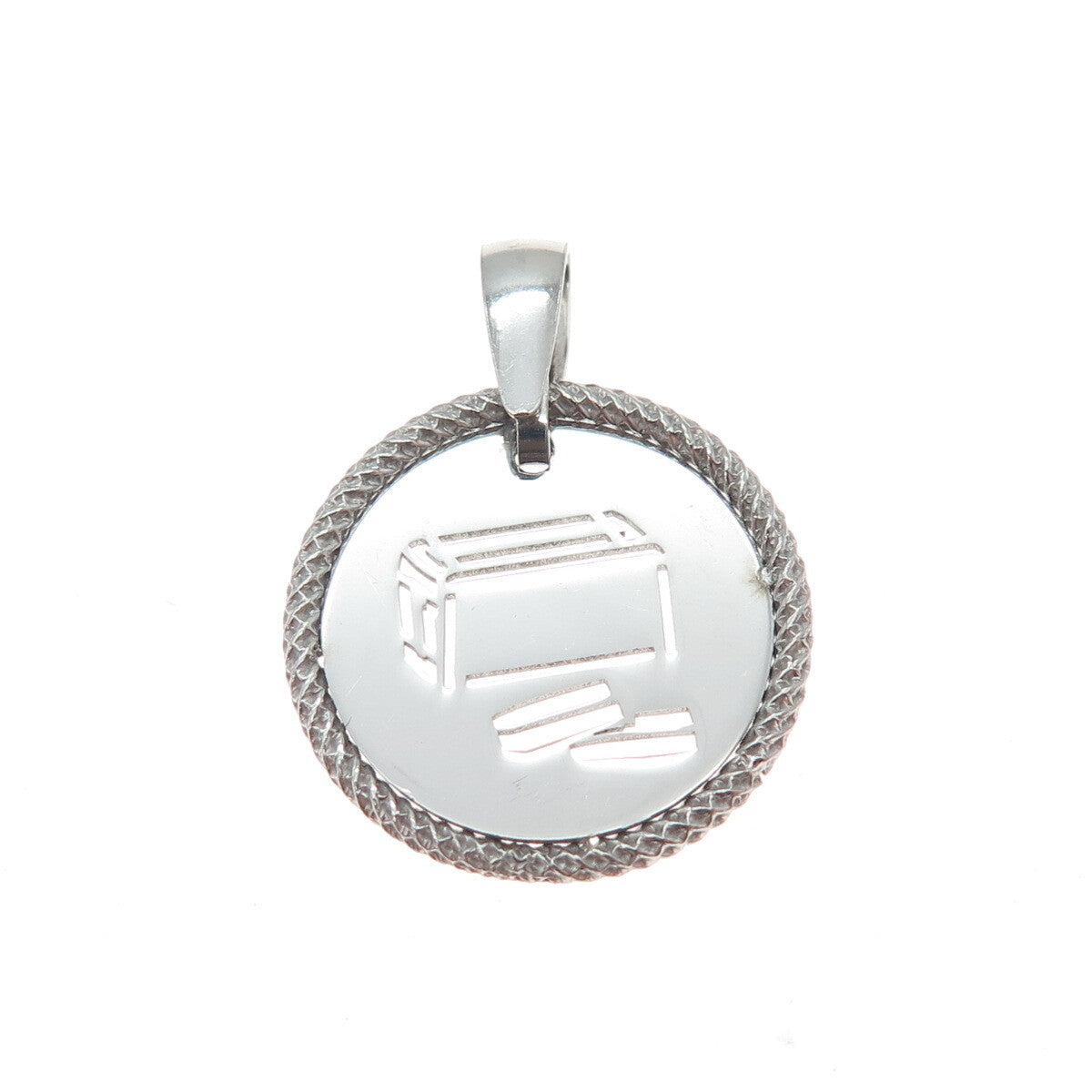 925 Sterling Silver Vintage Italy Tzedakah Box Judaica Minimalist Charm Pendant