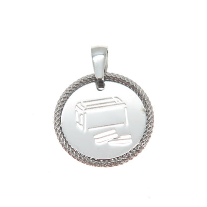 925 Sterling Silver Vintage Italy Tzedakah Box Judaica Minimalist Charm Pendant