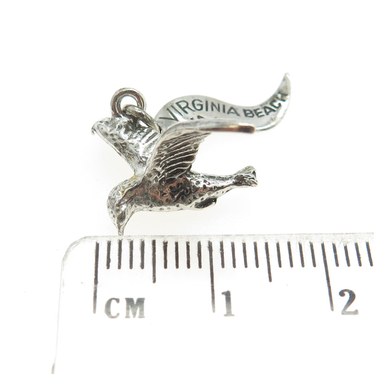 PACIFIC JEWELRY 925 Sterling Silver Vintage "Virginia Beach" Seagull 3D Pendant