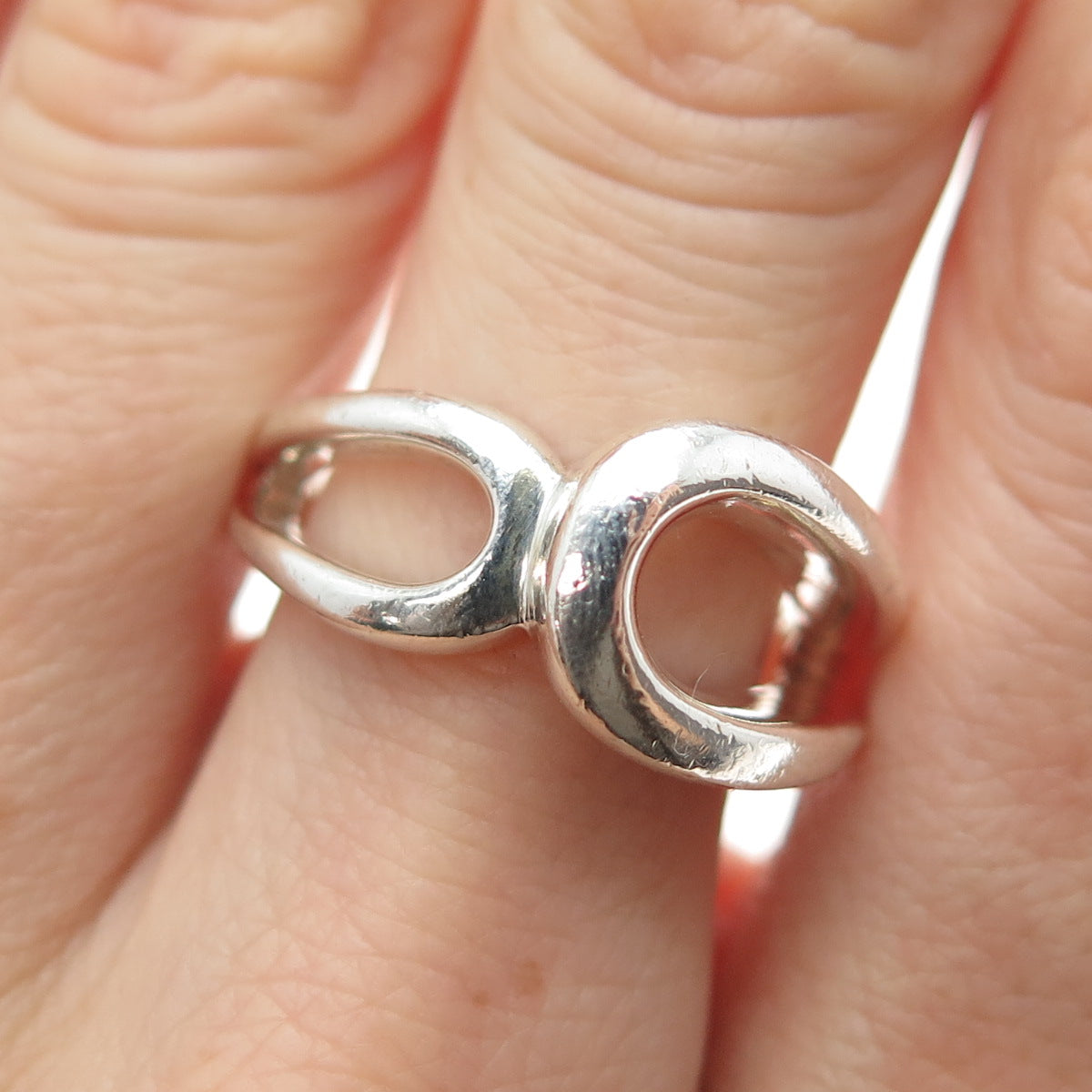 925 Sterling Silver Vintage Modernist Overlap Ring Size 7.25