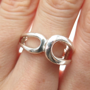 925 Sterling Silver Vintage Modernist Overlap Ring Size 7.25