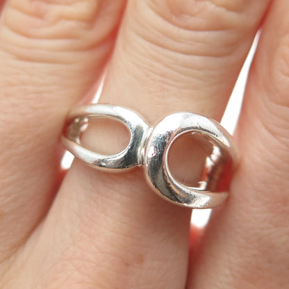 925 Sterling Silver Vintage Modernist Overlap Ring Size 7.25