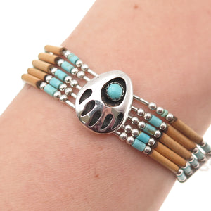 Carolyn Pollack & Quoc Turquoise Old Pawn Sterling Vintage Bear Paw Bracelet 7"