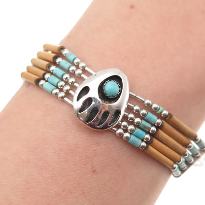 Carolyn Pollack & Quoc Turquoise Old Pawn Sterling Vintage Bear Paw Bracelet 7"
