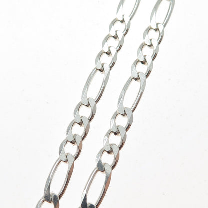 925 Sterling Silver Vintage Italy Figaro Chain Necklace 20"
