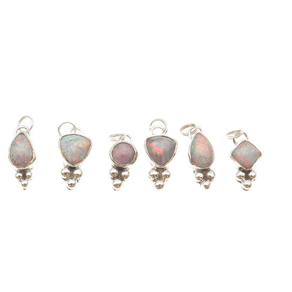 D’Anz Old Pawn 925 Sterling Silver Vintage SET of 13 Opal Tribal Charm Pendants