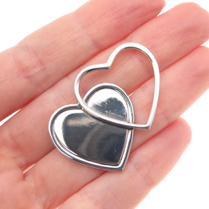 ORB Otto Robert Bade 925 Sterling Silver Vintage Heart Couple Pin Brooch