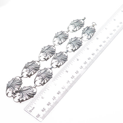 925 Sterling Silver Antique Art Deco Oxidized Floral Choker Necklace 14"