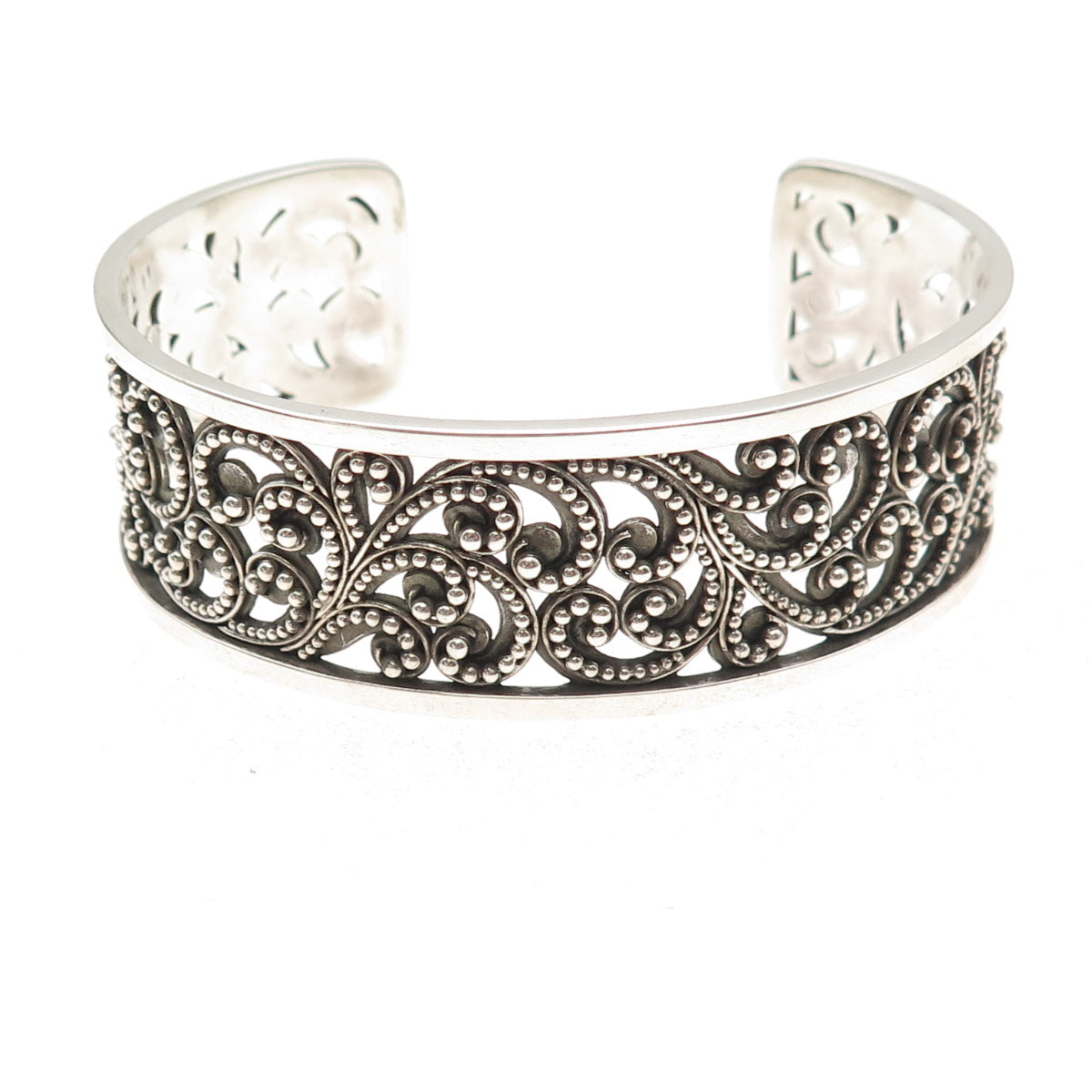 Lois Hill 925 Sterling Silver Vintage Granulated Scroll Adjustable Bracelet 7"
