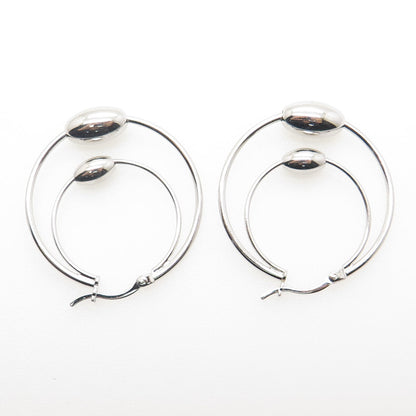 925 Sterling Silver Modernist Double Hoop Bead Earrings