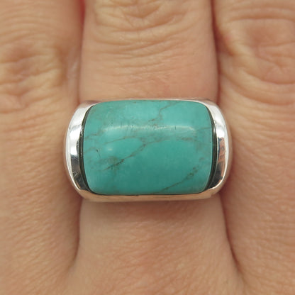 LUCAS LAMETH 925 Sterling Silver Vintage Real Kingman Turquoise Ring Size 7