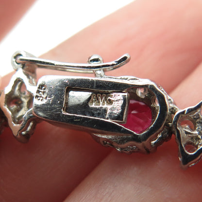 AMC Jewelry Sterling Silver Lab-Created Ruby & C Z Bohemian Chain Necklace 18"