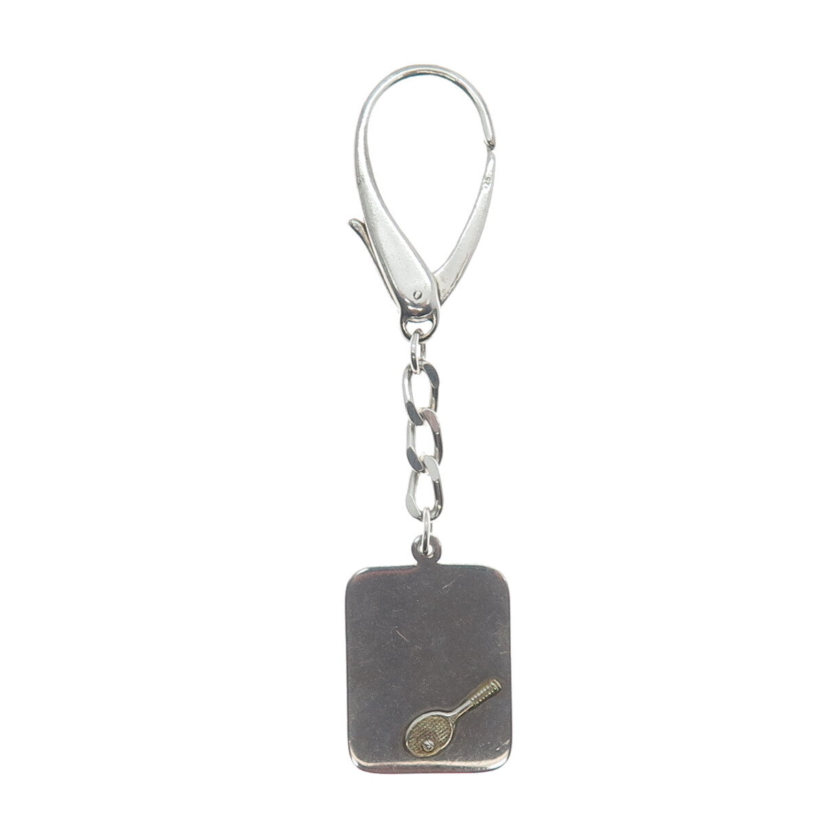 925 Sterling Silver 2-Tone Vintage Germany Tennis Racket Tag Key Fob Chain