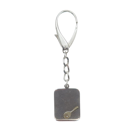 925 Sterling Silver 2-Tone Vintage Germany Tennis Racket Tag Key Fob Chain