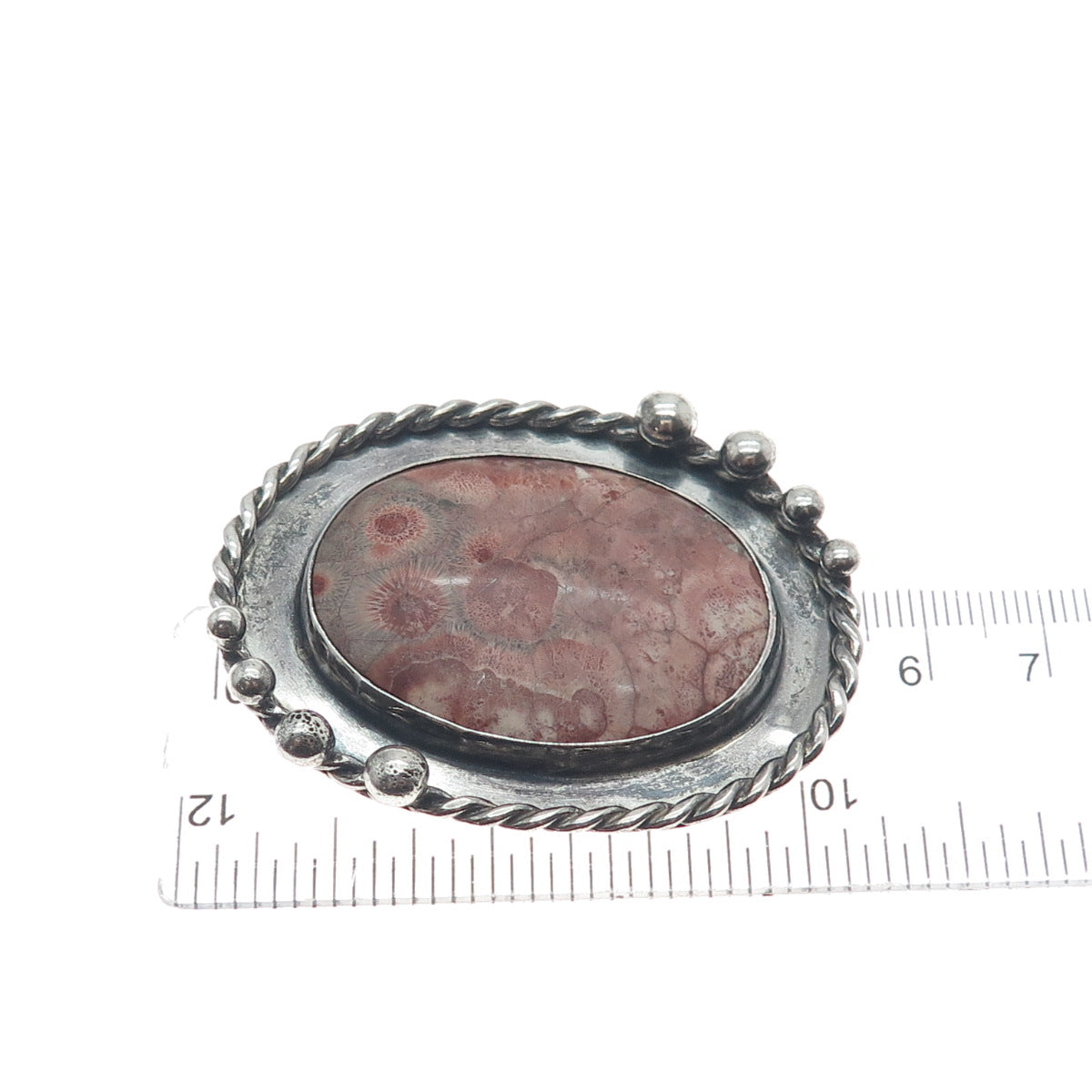 PAUL MILLER 925 Sterling Silver Vintage Real Fossil Modernist Oxidized Pendant