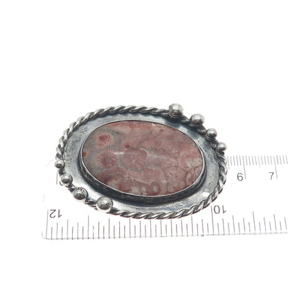 PAUL MILLER 925 Sterling Silver Vintage Real Fossil Modernist Oxidized Pendant