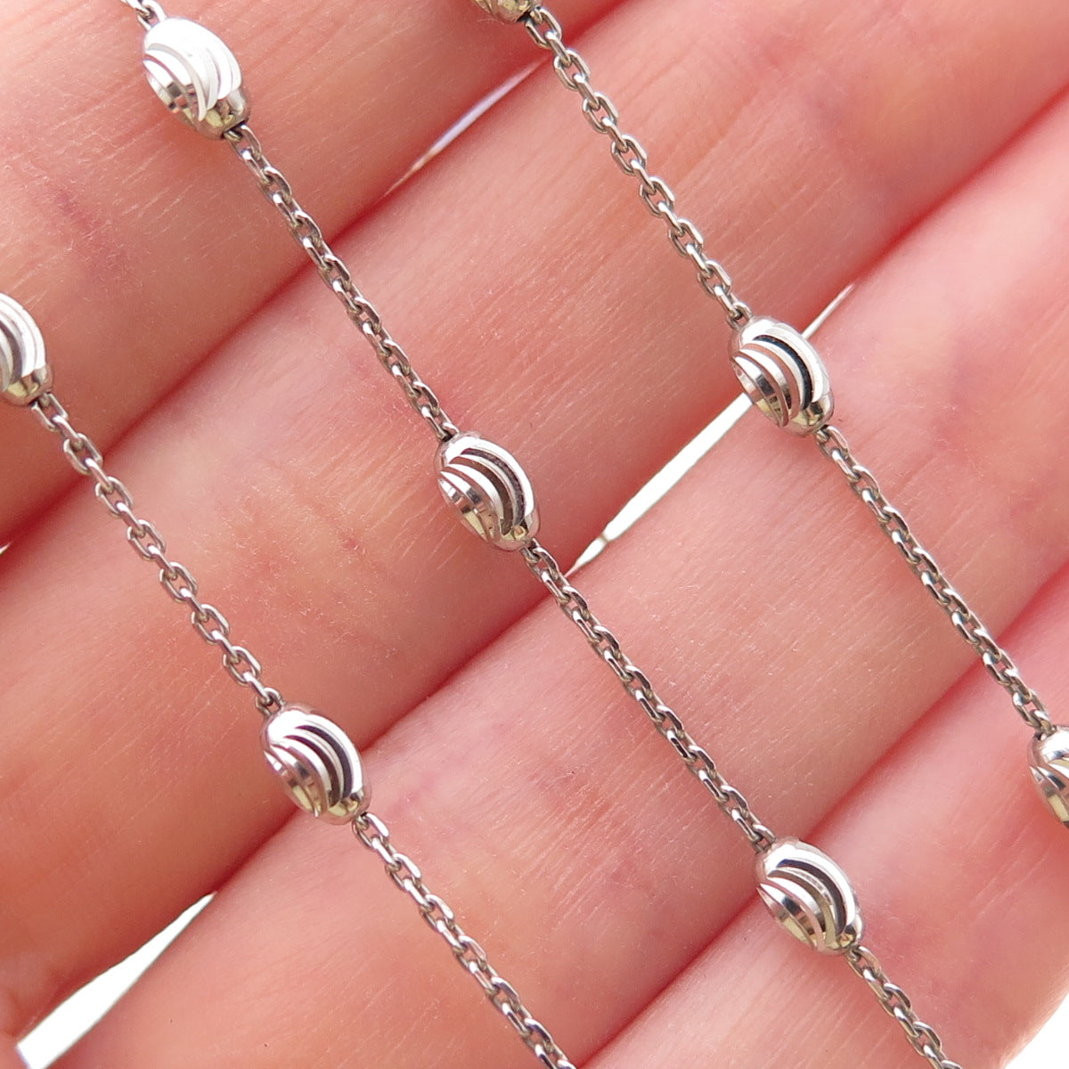 925 Sterling Silver Italy Beads By The Yard Cable Chain Necklace 20"