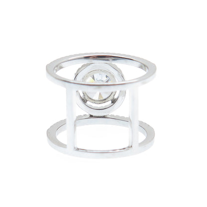 925 Sterling Silver Round-Cut C Z Two-Row Engagement Ring Size 8
