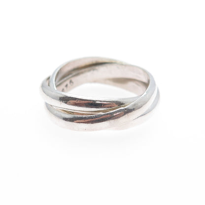 925 Sterling Silver Vintage Mexico Interlocked Trinity Band Ring Size 5.75