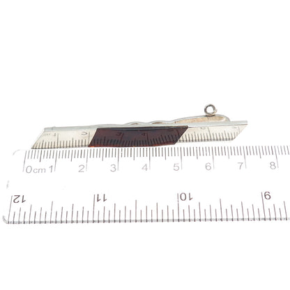 925 Sterling Silver Vintage Real Amber Modernist Tie Clip
