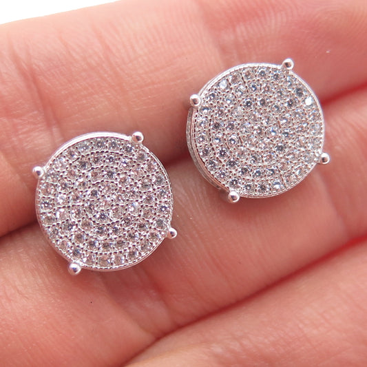 925 Sterling Silver Round-Cut C Z Sparkle Stud Earrings