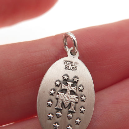 Bliss 925 Sterling Silver Antique Art Deco St. Mary Miraculous Charm Pendant
