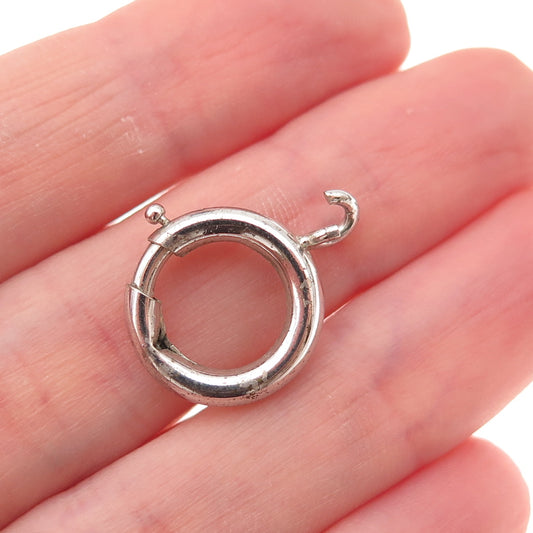 925 Sterling Silver Antique Art Deco Bracelet / Necklace Spring Ring Lock Clasp